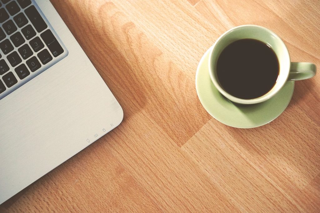 office, computer, office desk, portable, coffee, cup, coffee cup, workstation